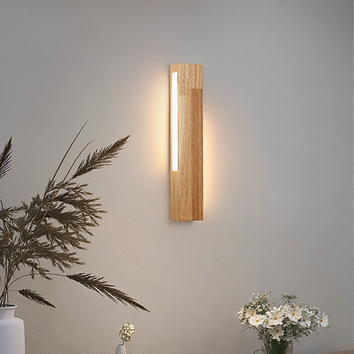 Modern Minimalist Wood Double-Sided Lighting LED Long Strip Indoor Wall Sconce