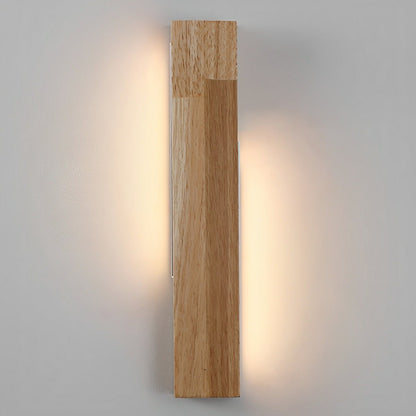 Modern Minimalist Wood Double-Sided Lighting LED Long Strip Indoor Wall Sconce