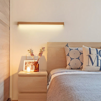 Modern Minimalist Wood Down LED Long Strip Indoor Wall Sconce