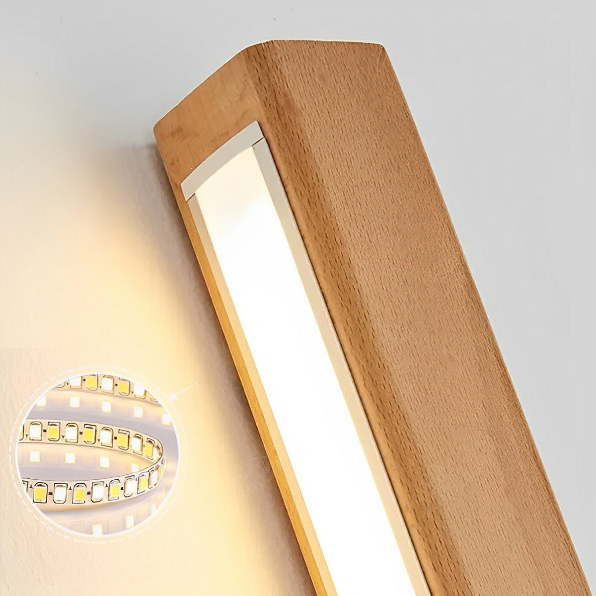 Modern Minimalist Wood Down LED Long Strip Indoor Wall Sconce