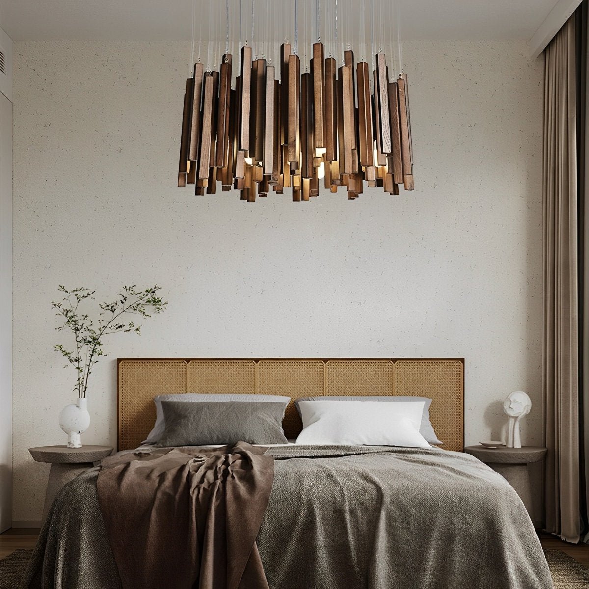 Modern Minimalist Wood Firewood Stick Chandelier Light - Flare Shack