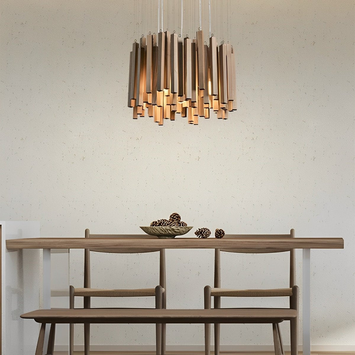 Modern Minimalist Wood Firewood Stick Chandelier Light - Flare Shack