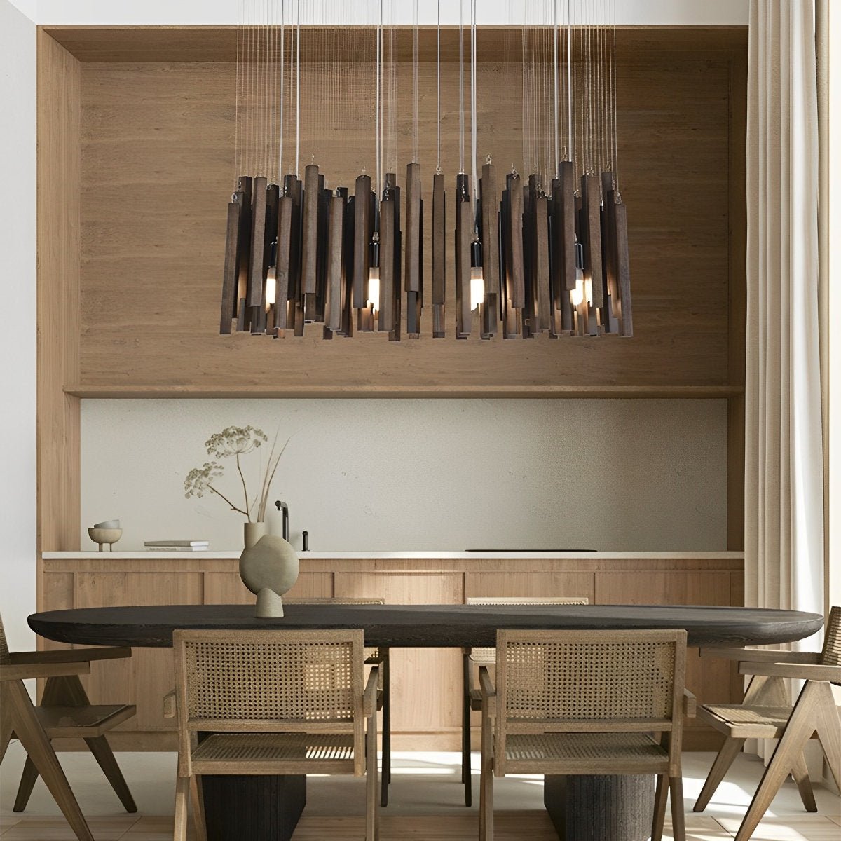 Modern Minimalist Wood Firewood Stick Chandelier Light - Flare Shack