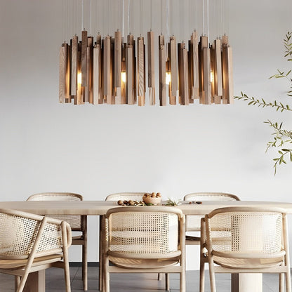 Flare Shack Modern Minimalist Wood Firewood Stick Chandelier Light