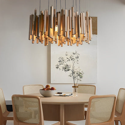 Modern Minimalist Wood Firewood Stick Chandelier Light - Flare Shack