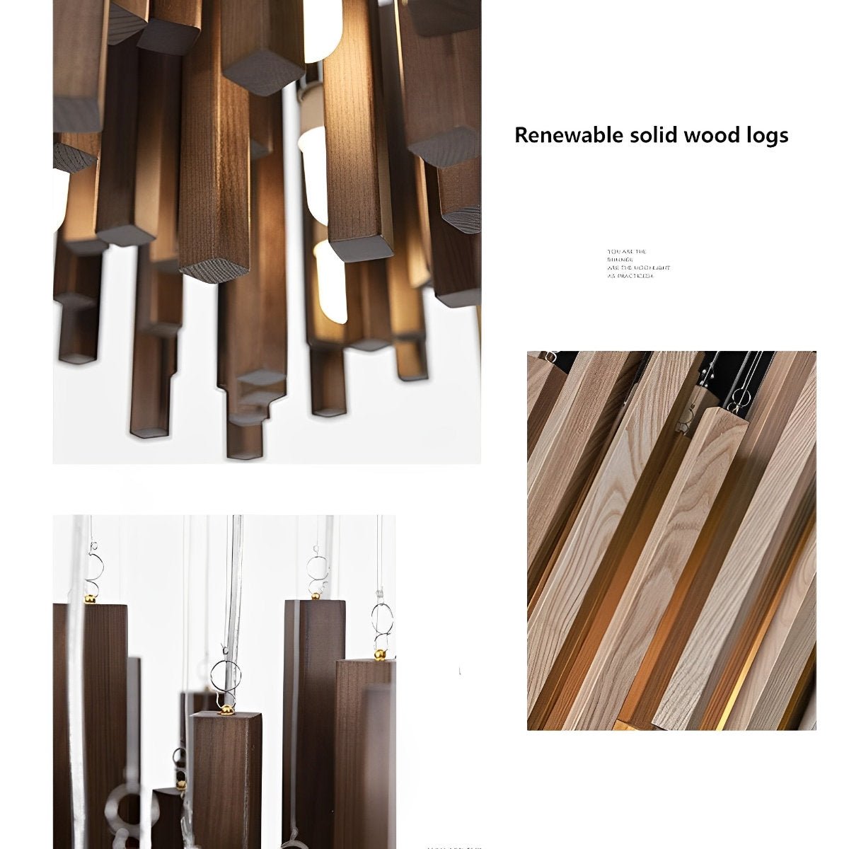 Flare Shack Modern Minimalist Wood Firewood Stick Chandelier Light