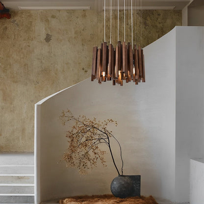 Modern Minimalist Wood Firewood Stick Chandelier Light - Flare Shack