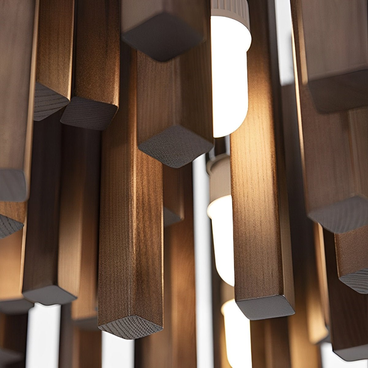 Flare Shack Modern Minimalist Wood Firewood Stick Chandelier Light