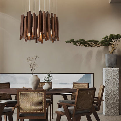 Modern Minimalist Wood Firewood Stick Chandelier Light - Flare Shack
