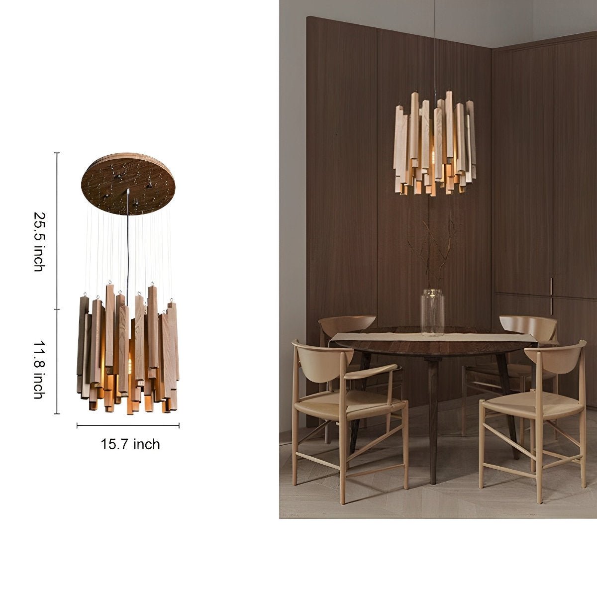Modern Minimalist Wood Firewood Stick Chandelier Light - Flare Shack