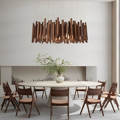 Flare Shack Modern Minimalist Wood Firewood Stick Chandelier Light