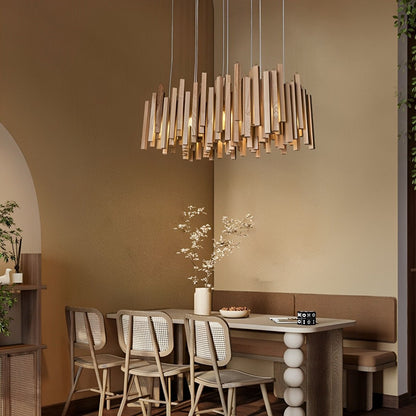 Modern Minimalist Wood Firewood Stick Chandelier Light - Flare Shack