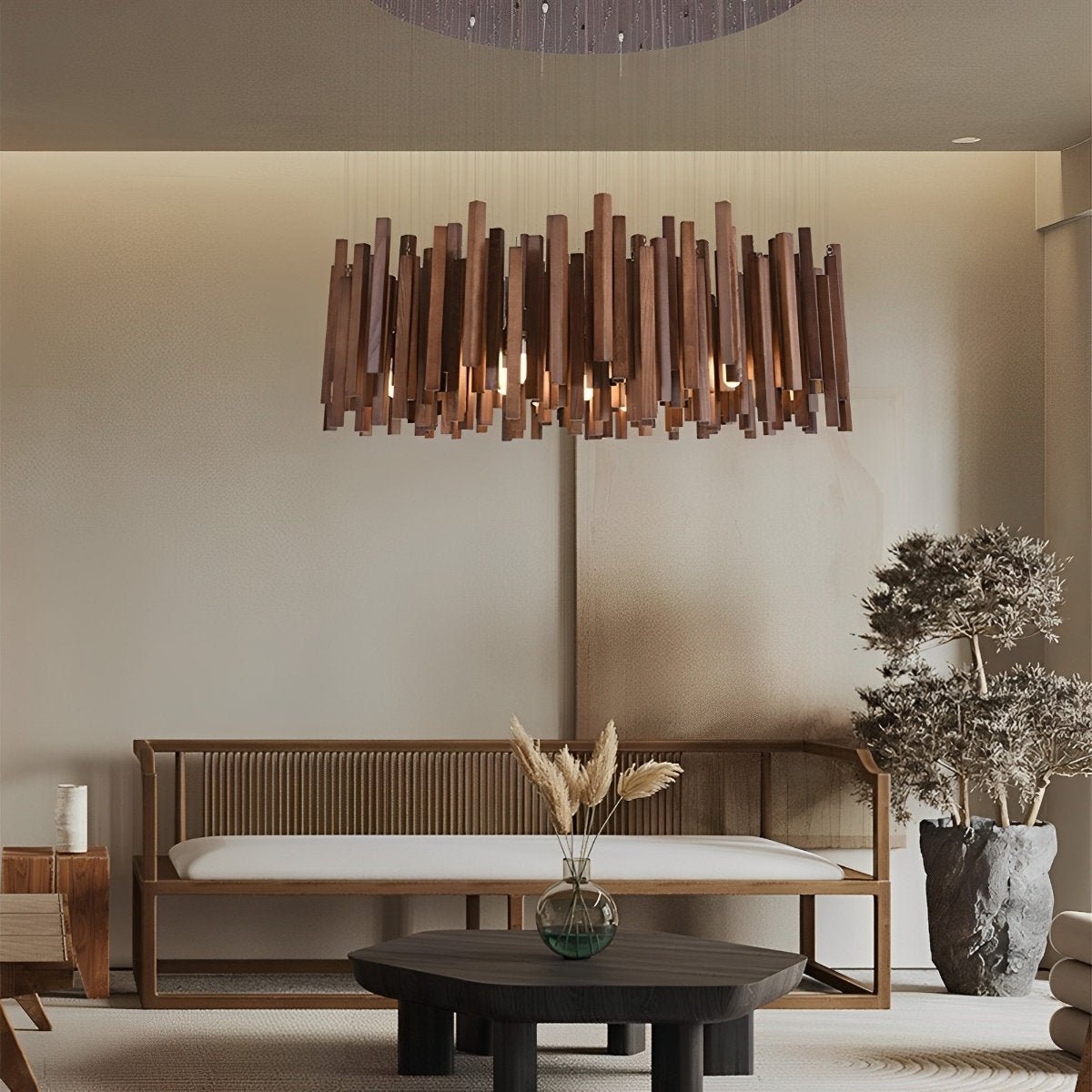 Modern Minimalist Wood Firewood Stick Chandelier Light - Flare Shack