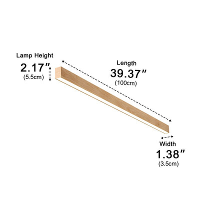 Modern Minimalist Wood Grain LED Long Strip Ceiling Light