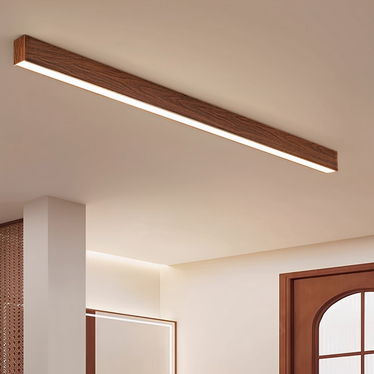 Modern Minimalist Wood Grain LED Long Strip Ceiling Light - Flare Shack