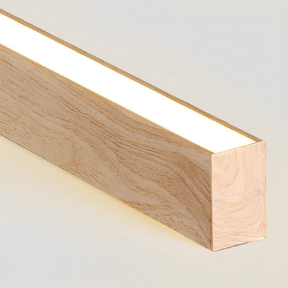 Modern Minimalist Wood Grain LED Long Strip Ceiling Light