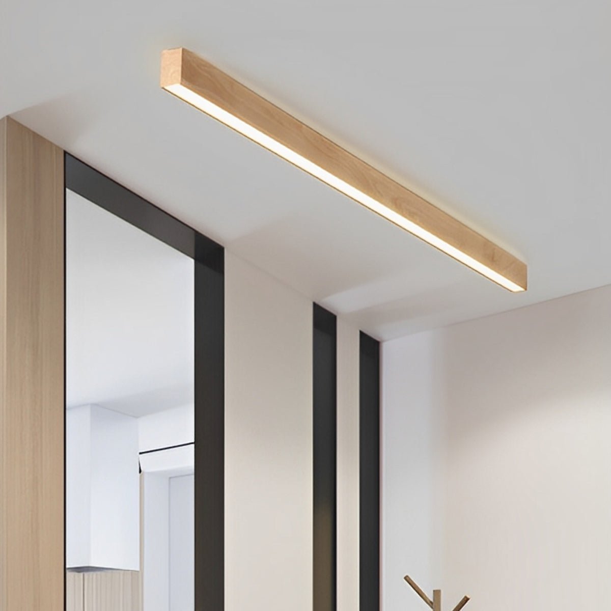 Modern Minimalist Wood Grain LED Long Strip Ceiling Light - Flare Shack