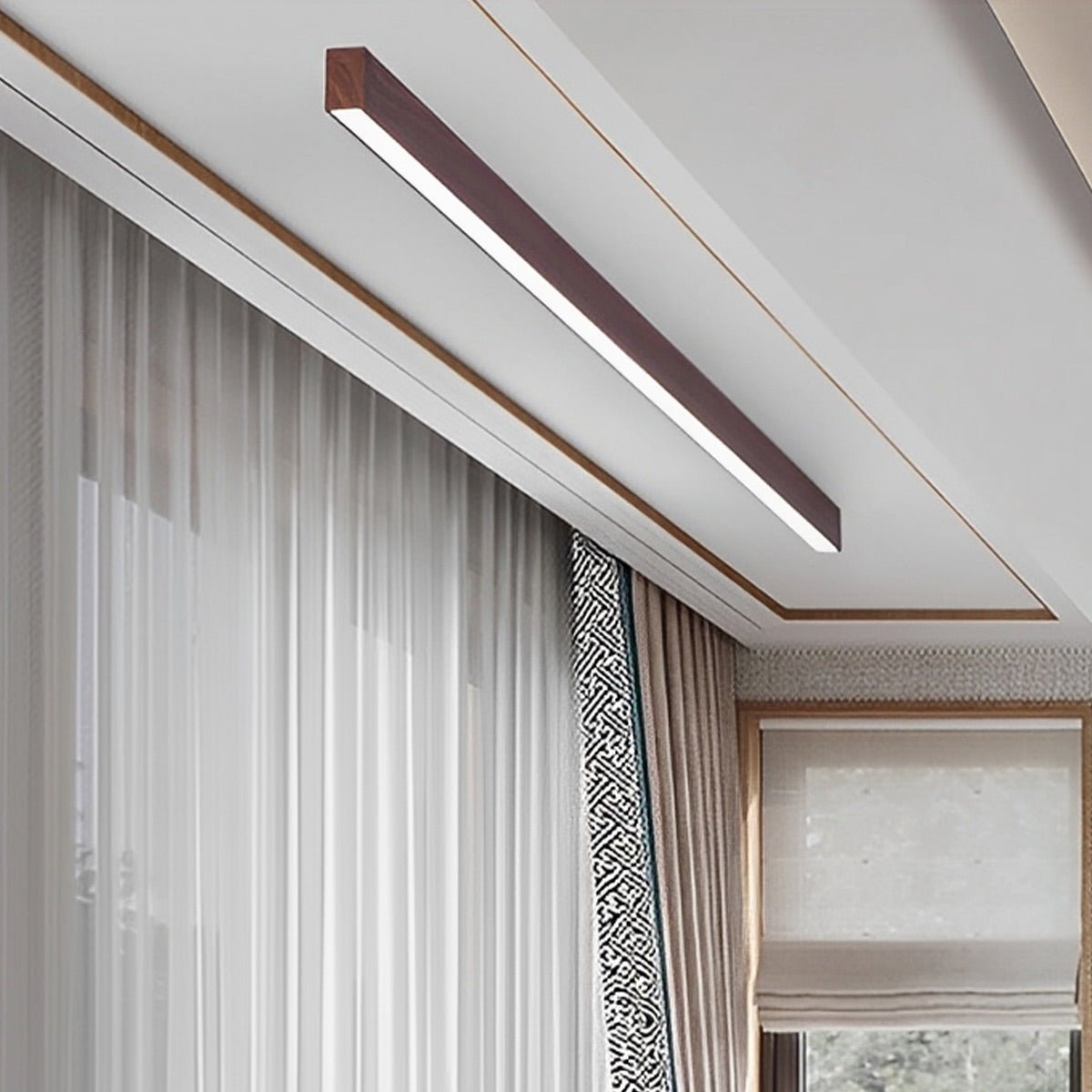 Modern Minimalist Wood Grain LED Long Strip Ceiling Light - Flare Shack