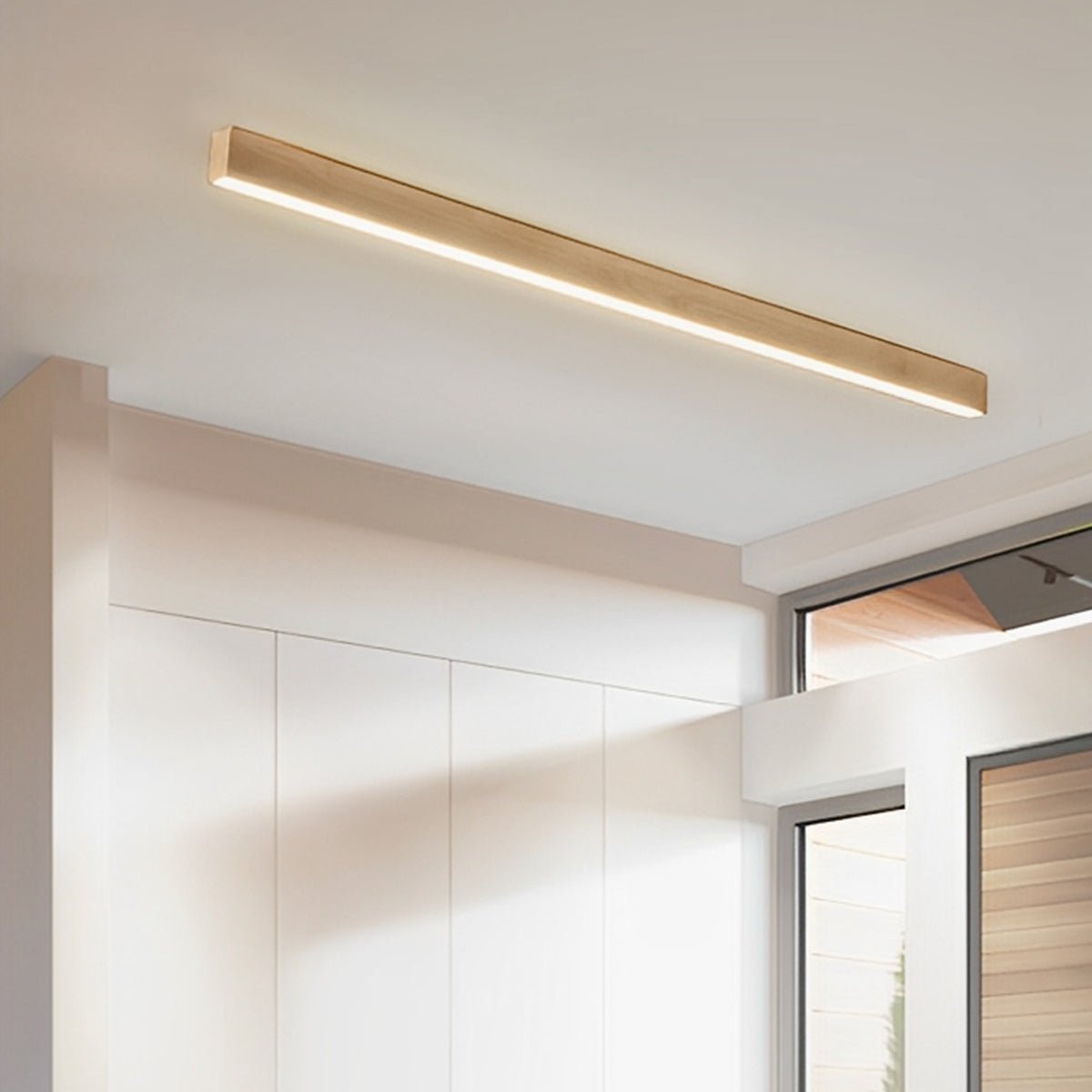 Modern Minimalist Wood Grain LED Long Strip Ceiling Light