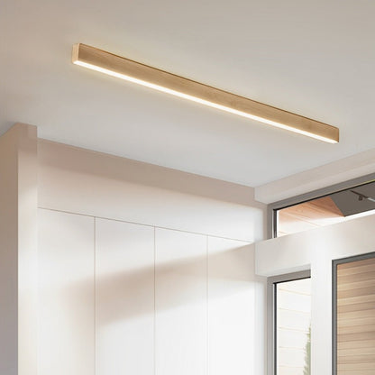 Modern Minimalist Wood Grain LED Long Strip Ceiling Light