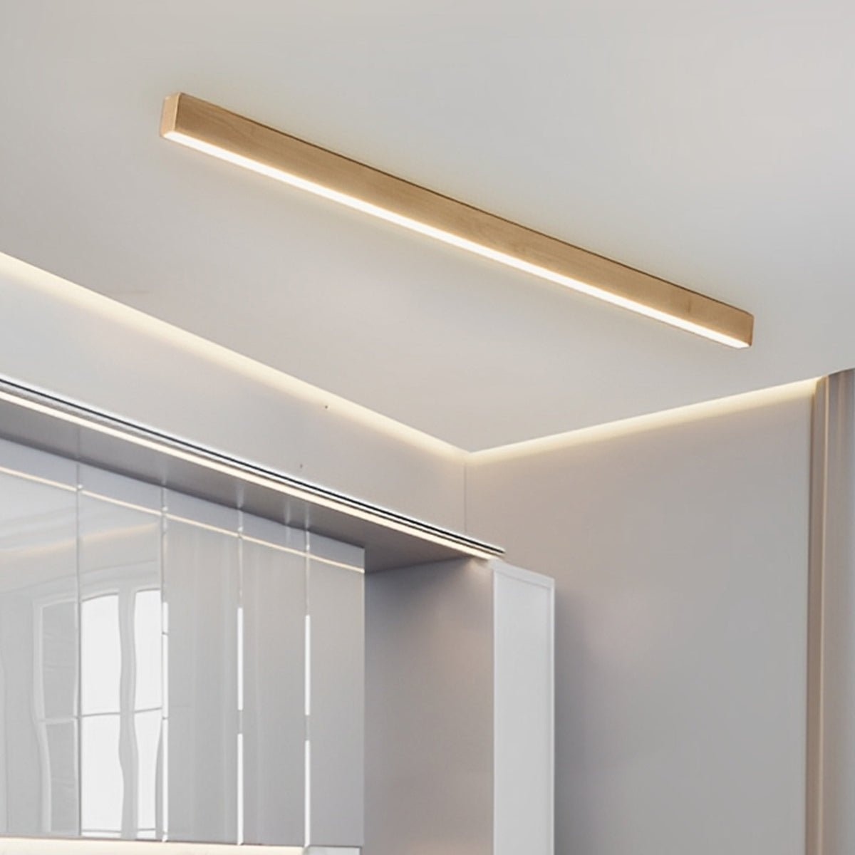 Modern Minimalist Wood Grain LED Long Strip Ceiling Light - Flare Shack