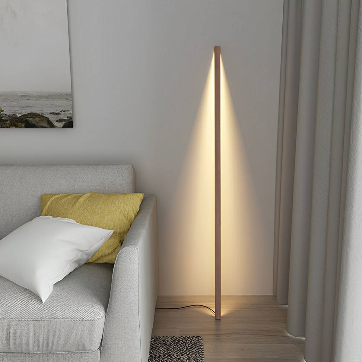 Modern Minimalist Wood Plug In LED Long Strip Floor Lamp - Flare Shack