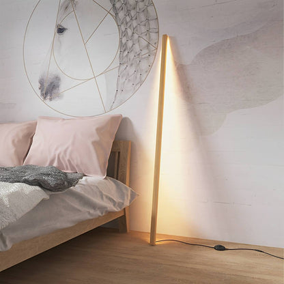 Modern Minimalist Wood Plug In LED Long Strip Floor Lamp - Flare Shack