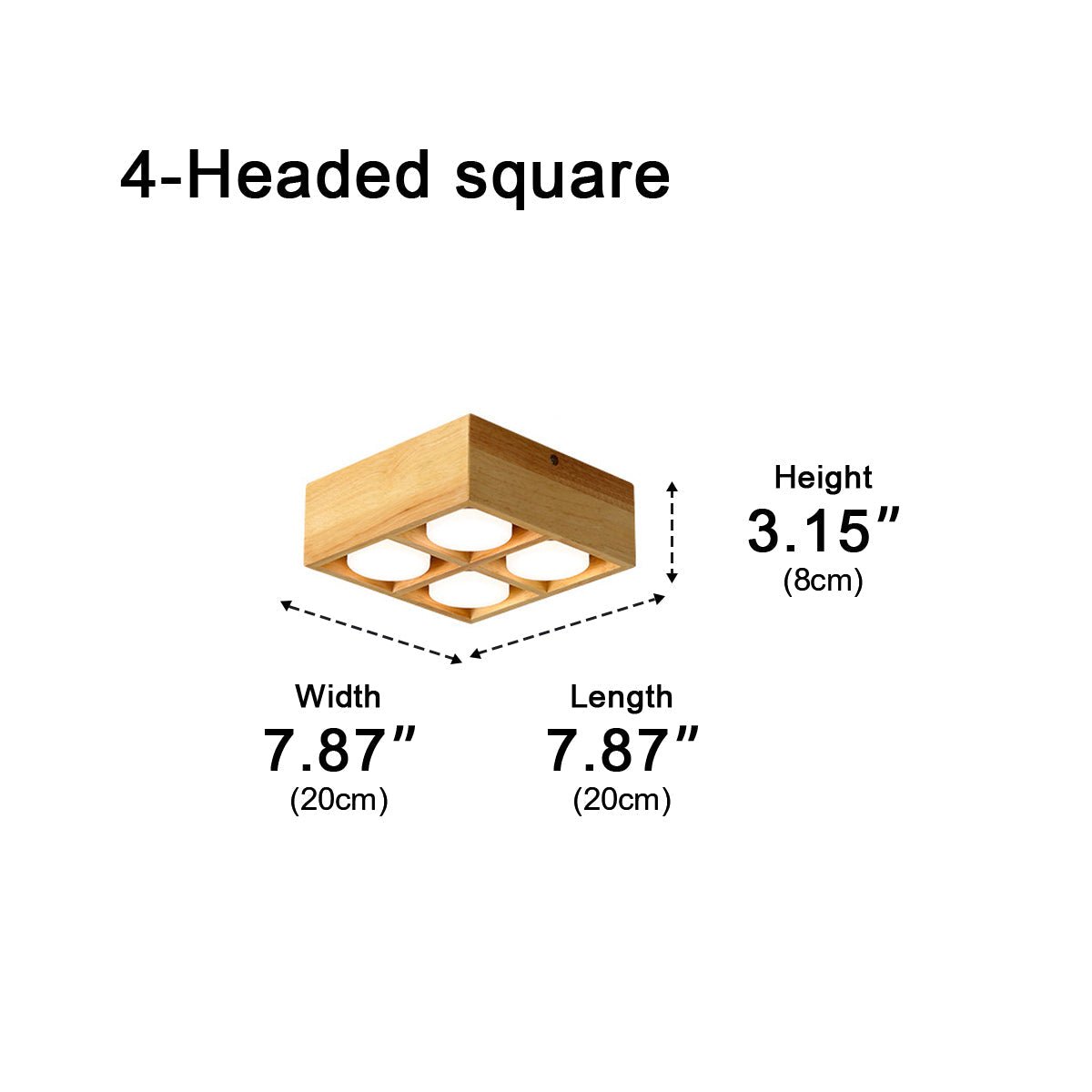 Modern Minimalist Wood Square LED Indoor Ceiling Spot Light