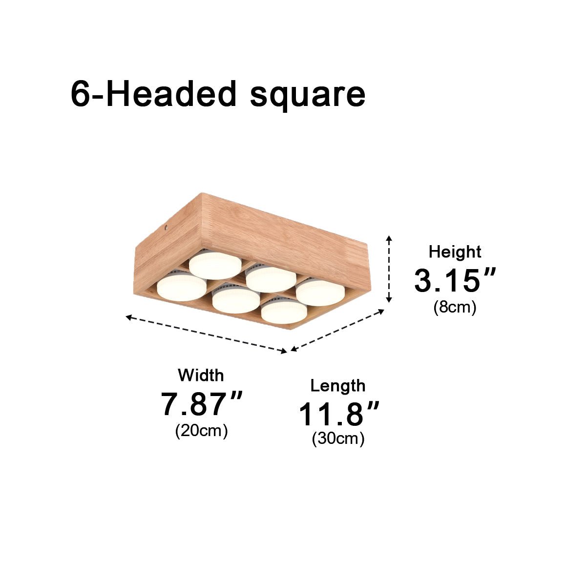 Modern Minimalist Wood Square LED Indoor Ceiling Spot Light