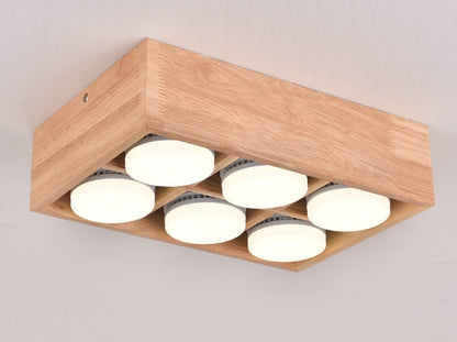 Modern Minimalist Wood Square LED Indoor Ceiling Spot Light - Flare Shack