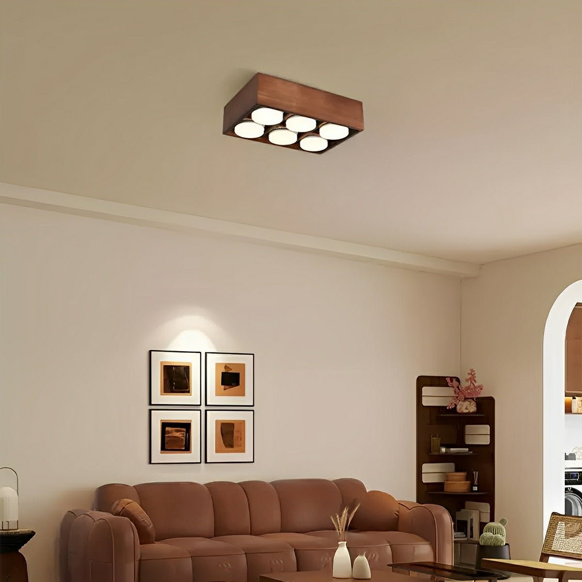 Modern Minimalist Wood Square LED Indoor Ceiling Spot Light - Flare Shack