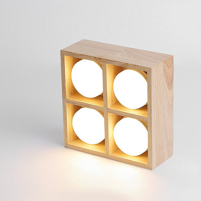 Modern Minimalist Wood Square LED Indoor Ceiling Spot Light