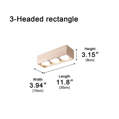 Modern Minimalist Wood Square LED Indoor Ceiling Spot Light