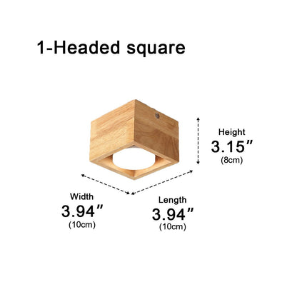 Modern Minimalist Wood Square LED Indoor Ceiling Spot Light