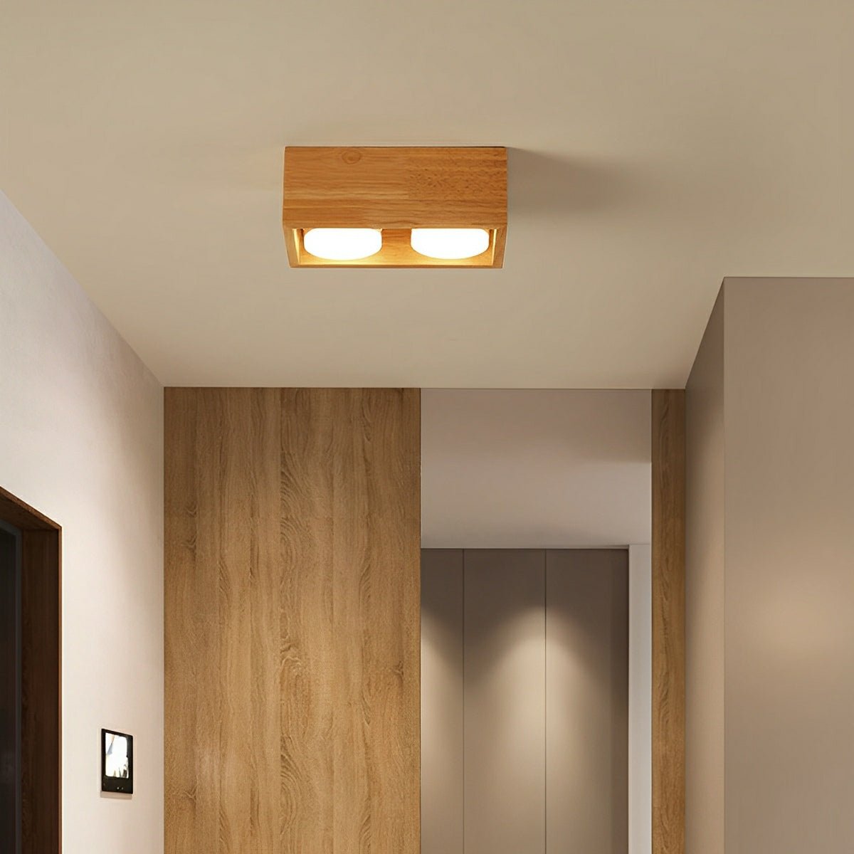 Modern Minimalist Wood Square LED Indoor Ceiling Spot Light - Flare Shack