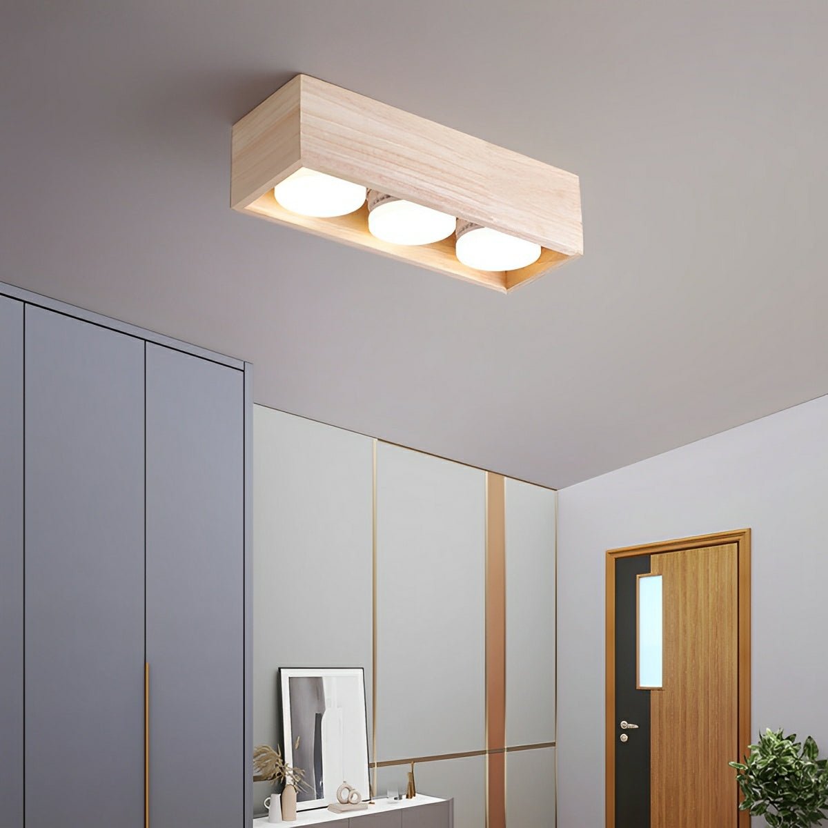 Modern Minimalist Wood Square LED Indoor Ceiling Spot Light - Flare Shack