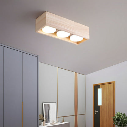 Modern Minimalist Wood Square LED Indoor Ceiling Spot Light - Flare Shack