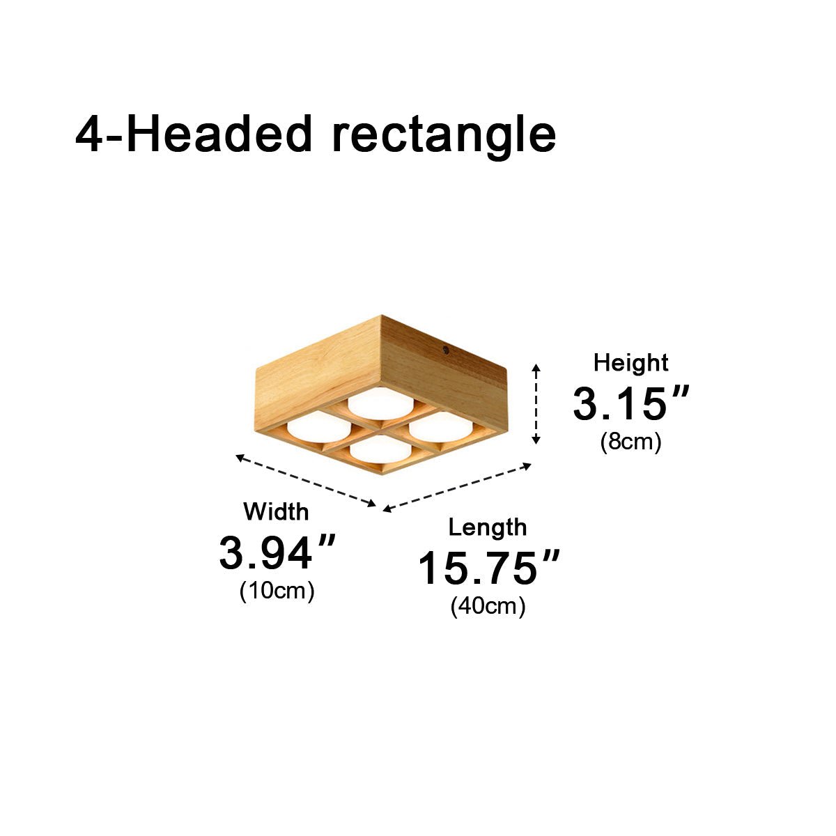 Modern Minimalist Wood Square LED Indoor Ceiling Spot Light
