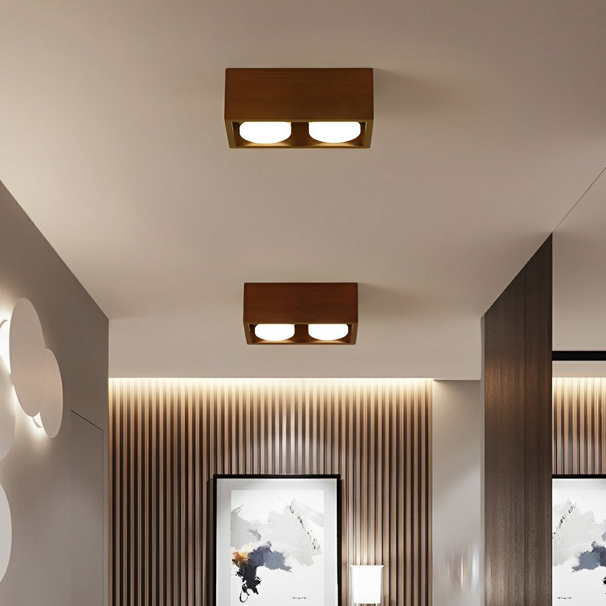 Modern Minimalist Wood Square LED Indoor Ceiling Spot Light - Flare Shack