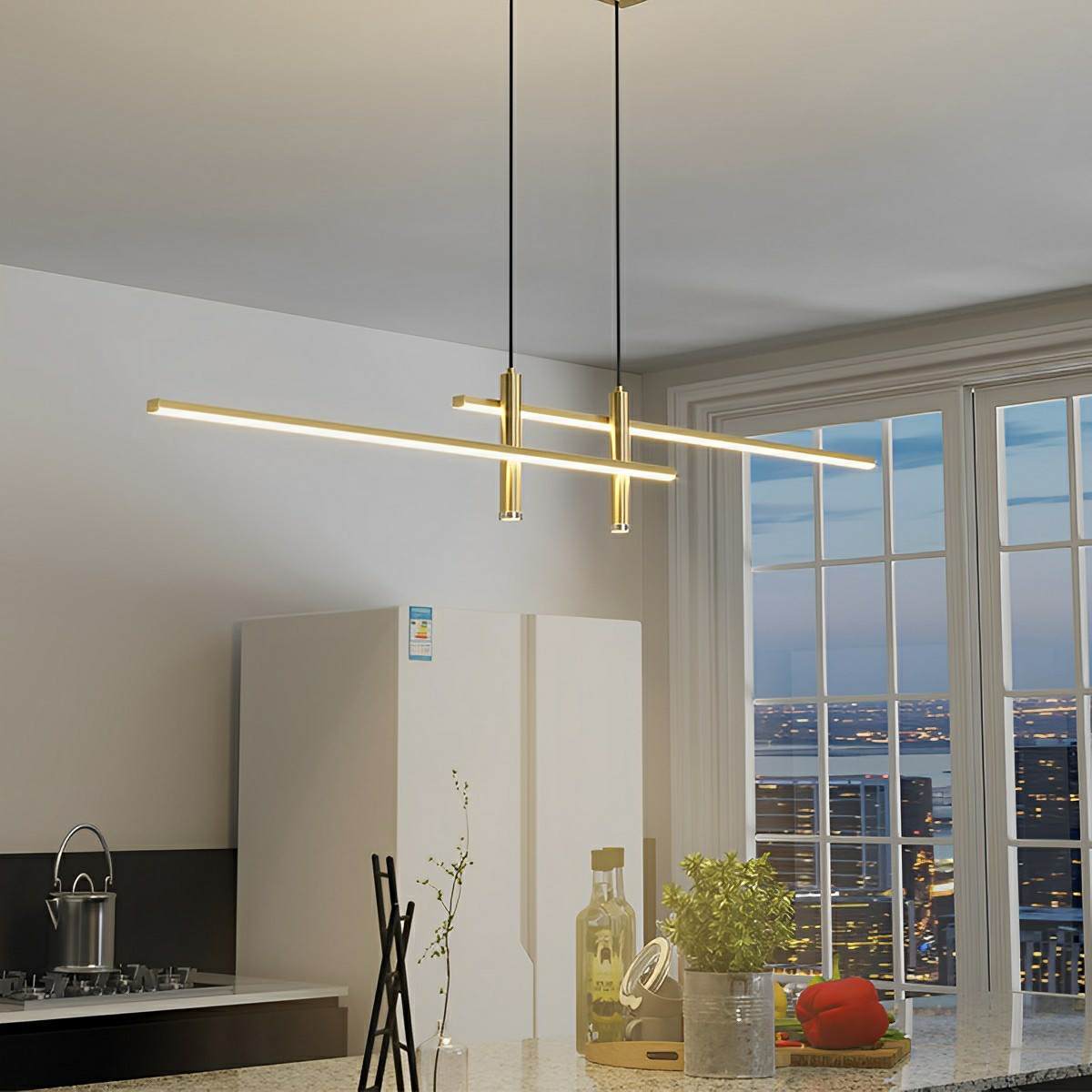 Dimmable Modern MinimalistLED Long Strip Indoor Pendant Lights