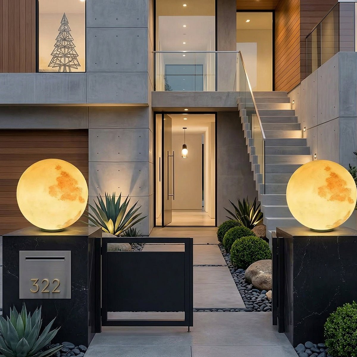 Modern Moon Globe Waterproof LED Fence Post Caps Lights - Flare Shack