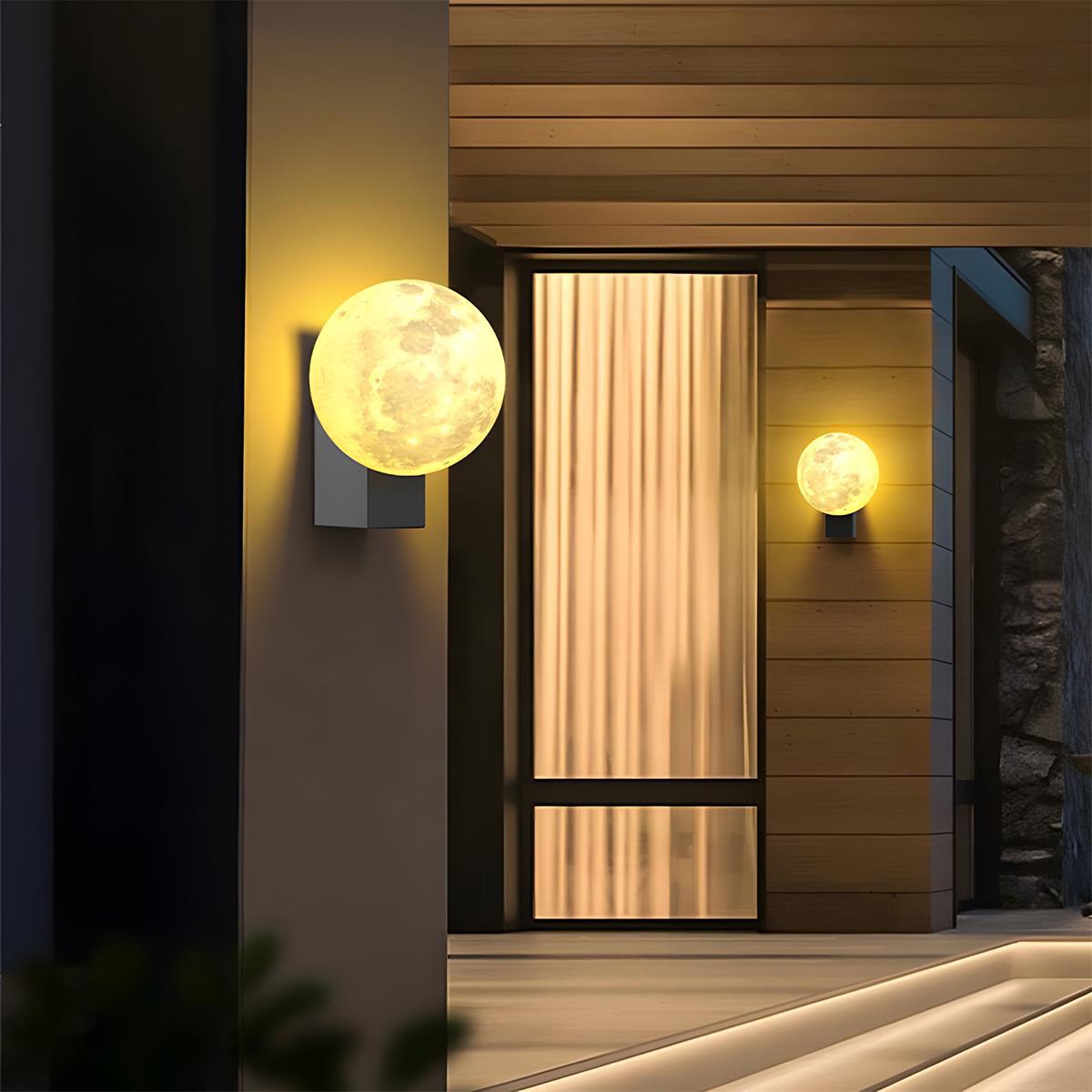 Modern Moon Waterproof Outdoor Porch LED Exterior Wall Lights - Flare Shack