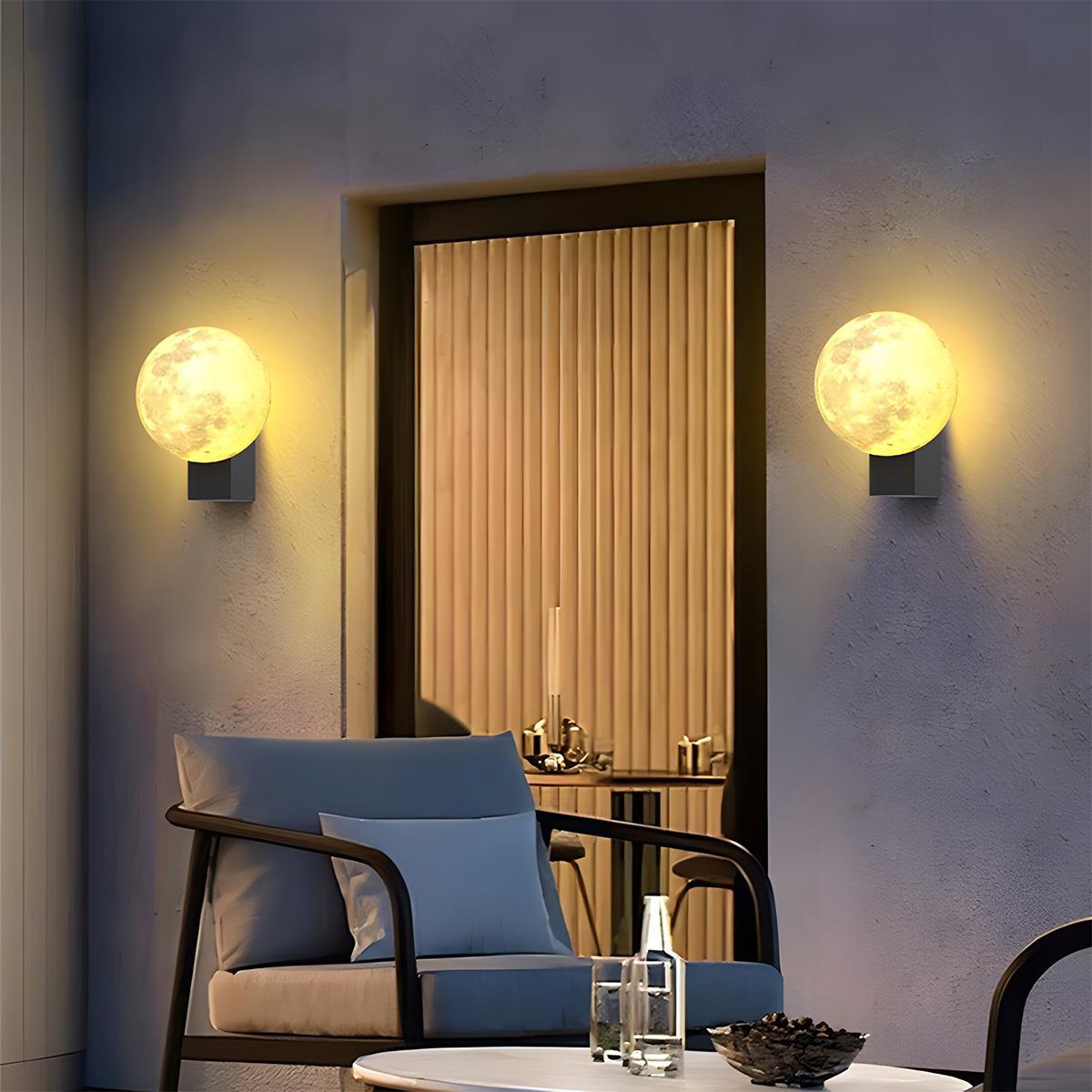 Modern Moon Waterproof Outdoor Porch LED Exterior Wall Lights - Flare Shack