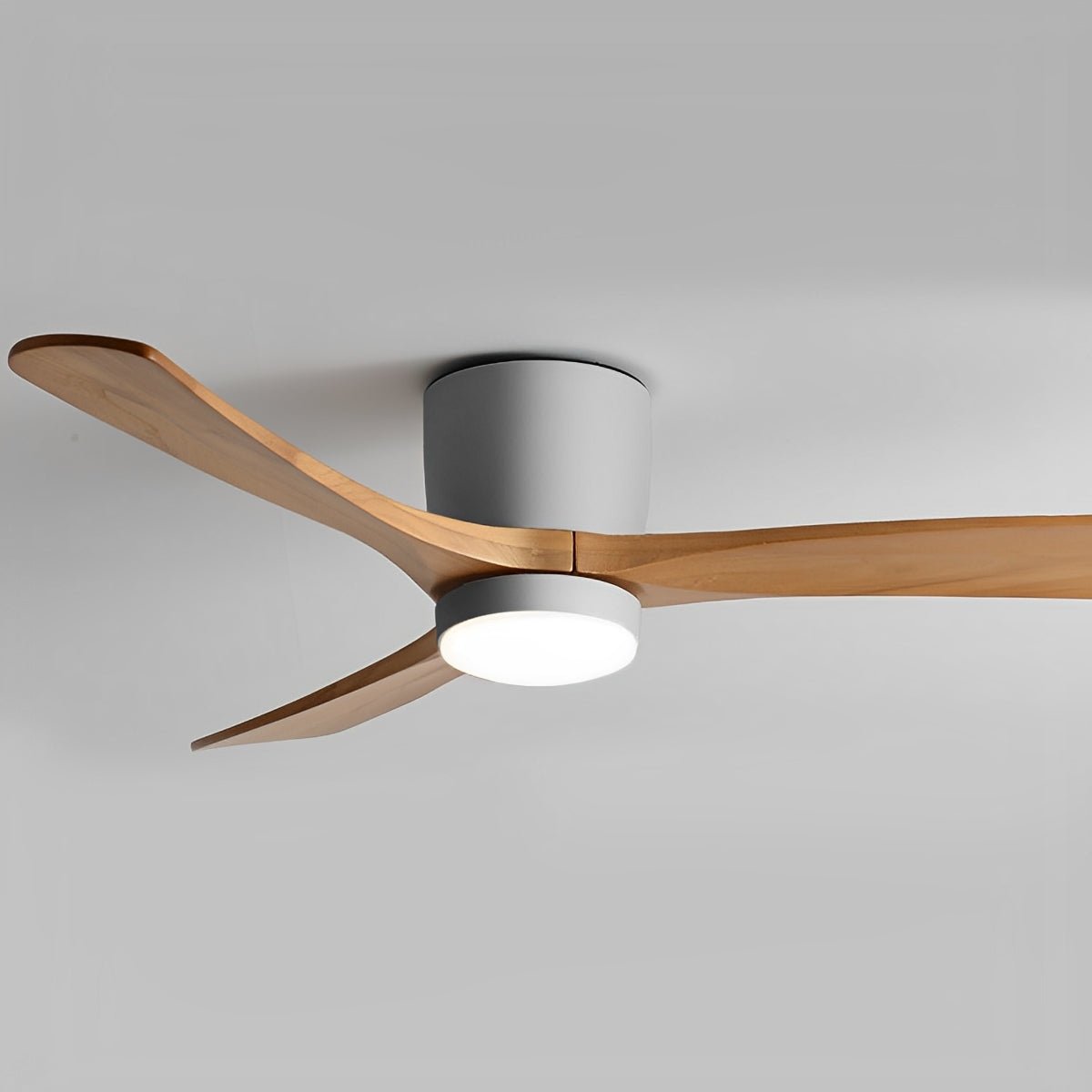Modern Nordic Minimalist Wood Reverse 6-Speed DC Motor Inverter Ceiling Fan Light