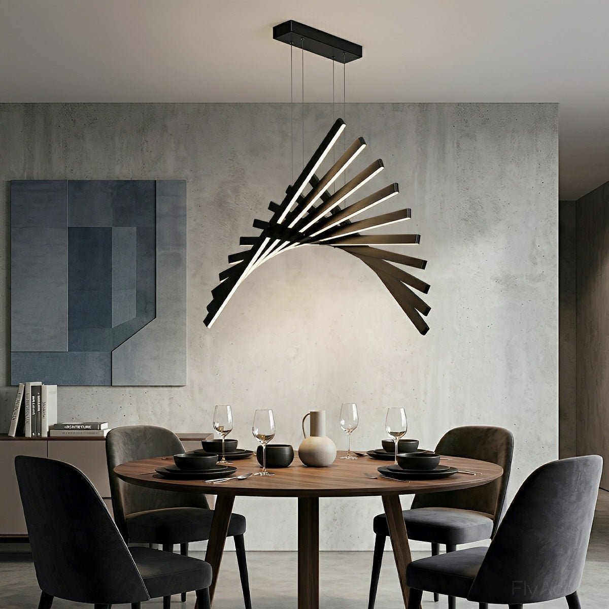 Modern Nordic Waves Fishbone Fish Skeleton Dimming LED Pendant Light - Flare Shack
