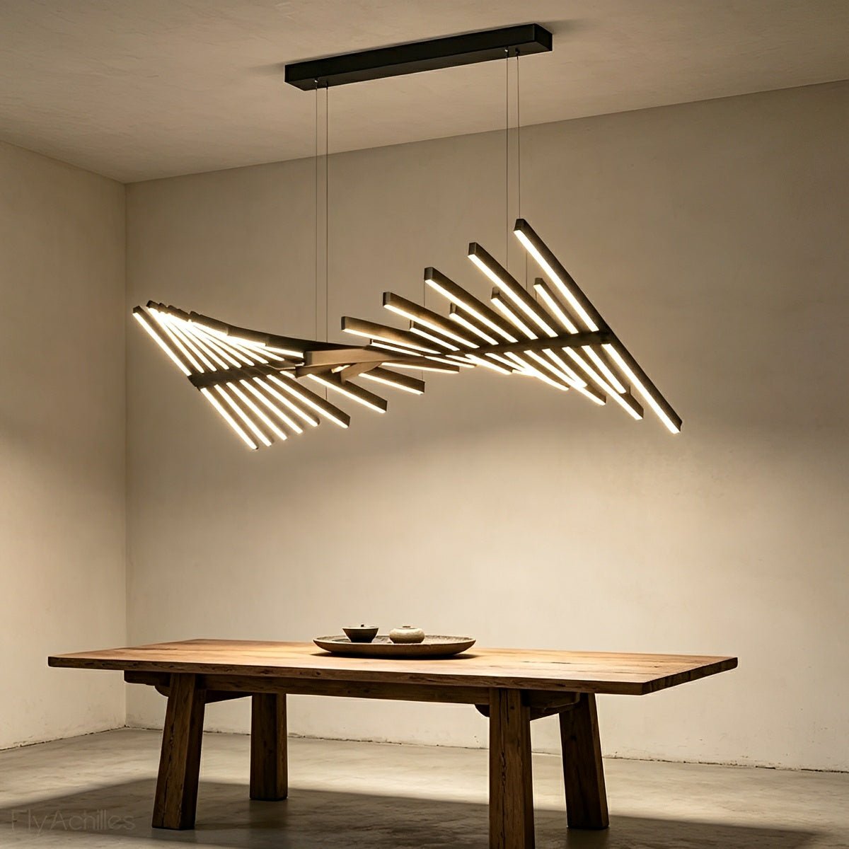 Modern Nordic Waves Fishbone Fish Skeleton Dimming LED Chandelier
