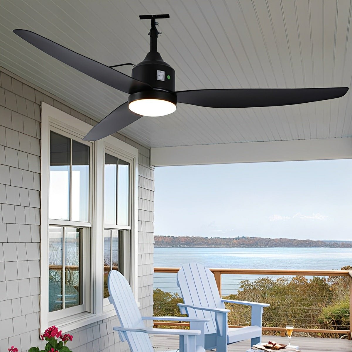 Modern Outdoor Dimmable DC Motor Reverse Frequency Ceiling Fan Light - Flare Shack
