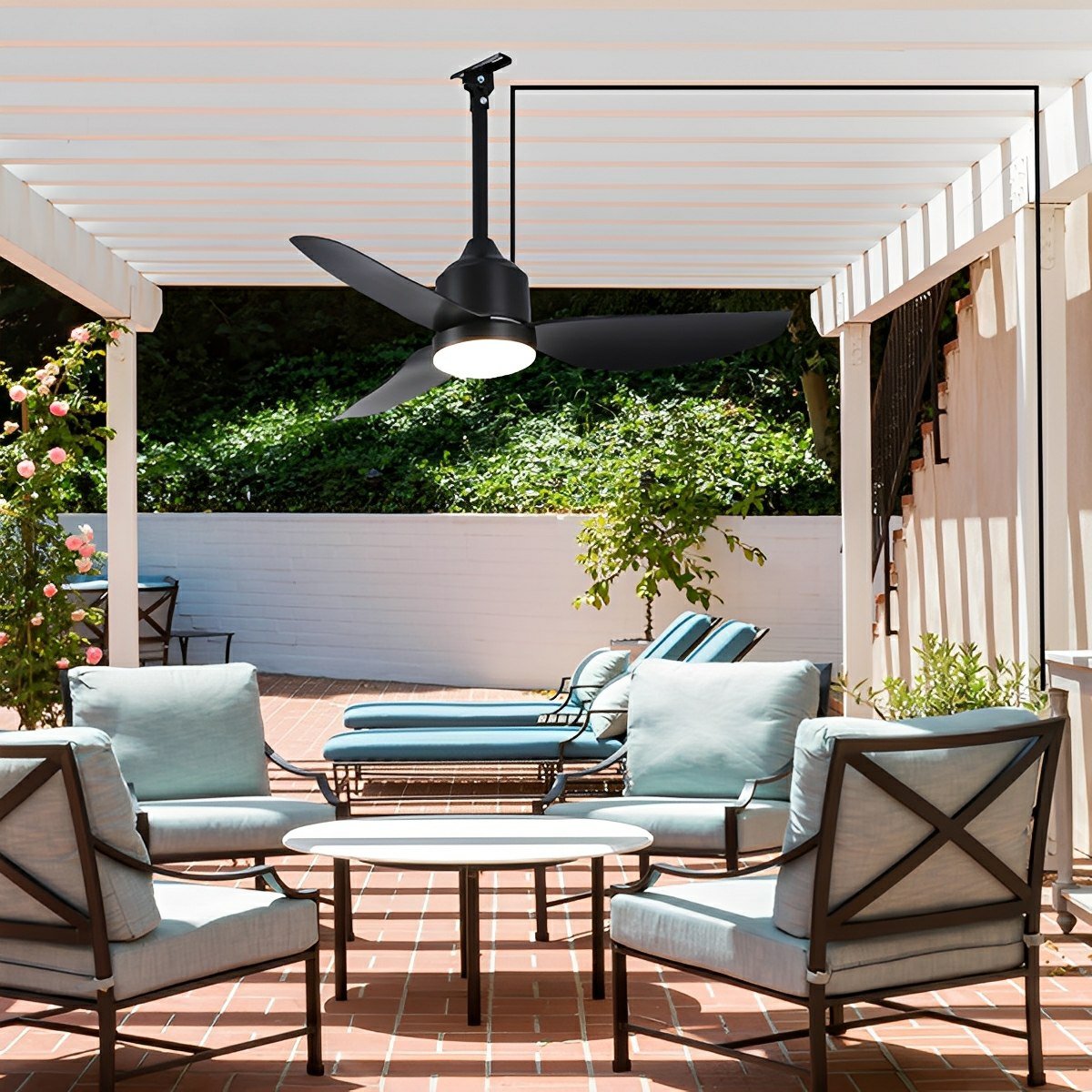 Modern Outdoor Dimmable DC Motor Reverse Frequency Ceiling Fan Light - Flare Shack
