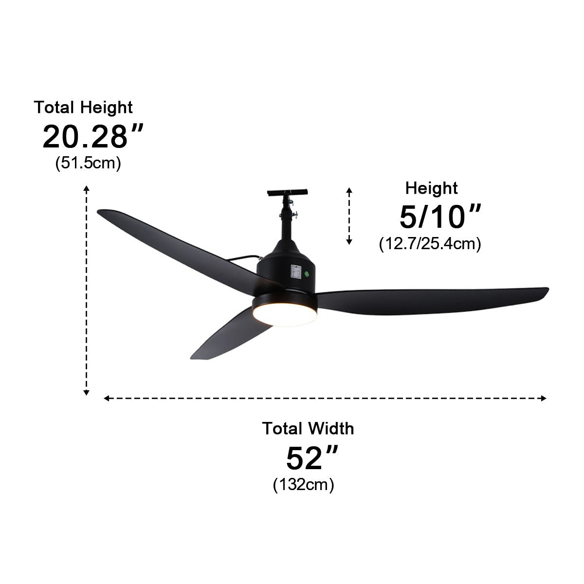 Modern Outdoor Dimmable DC Motor Reverse Frequency Ceiling Fan Light