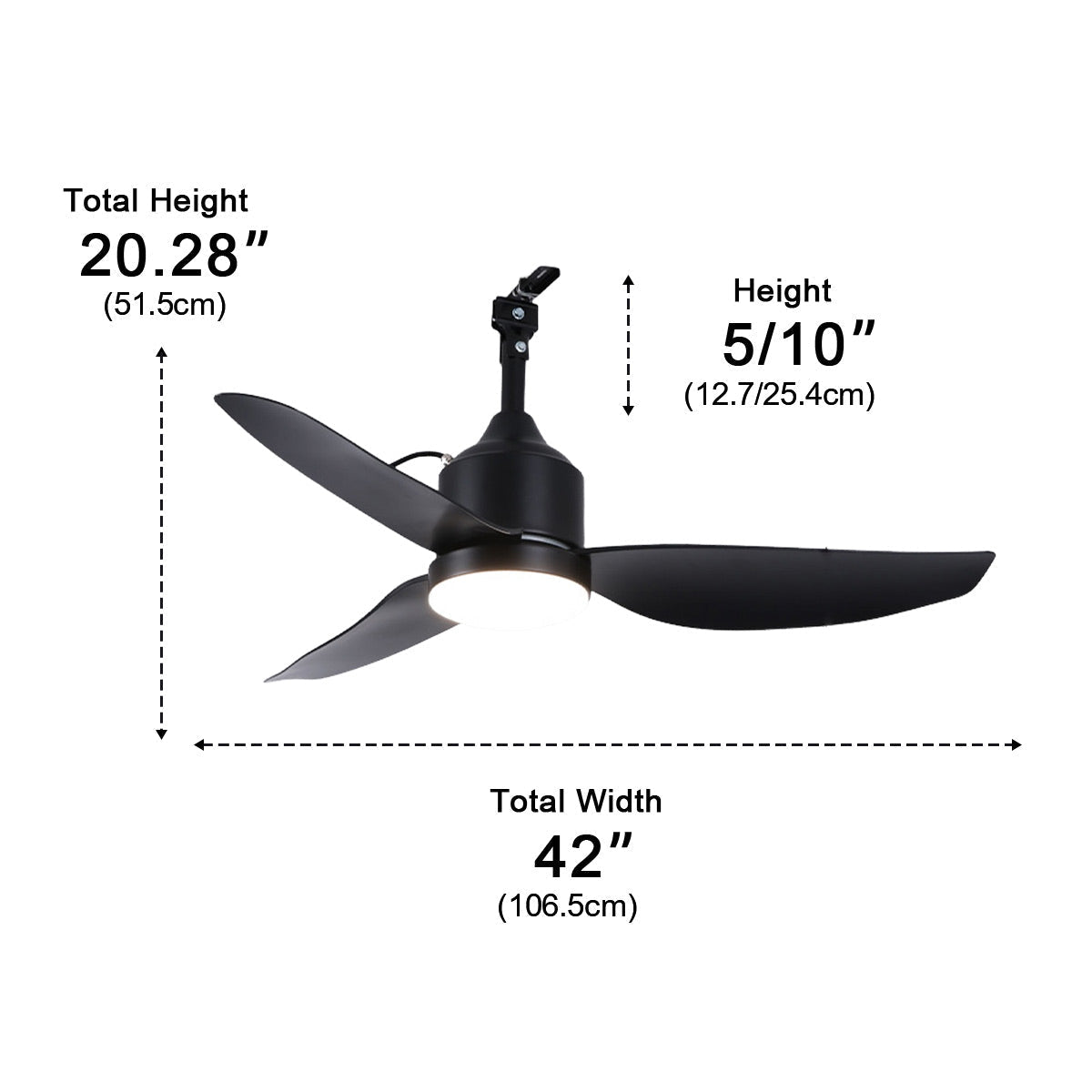 Modern Outdoor Dimmable DC Motor Reverse Frequency Ceiling Fan Light